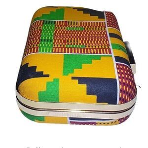 9522 Afrika Print Clutch Bag , Red Kente